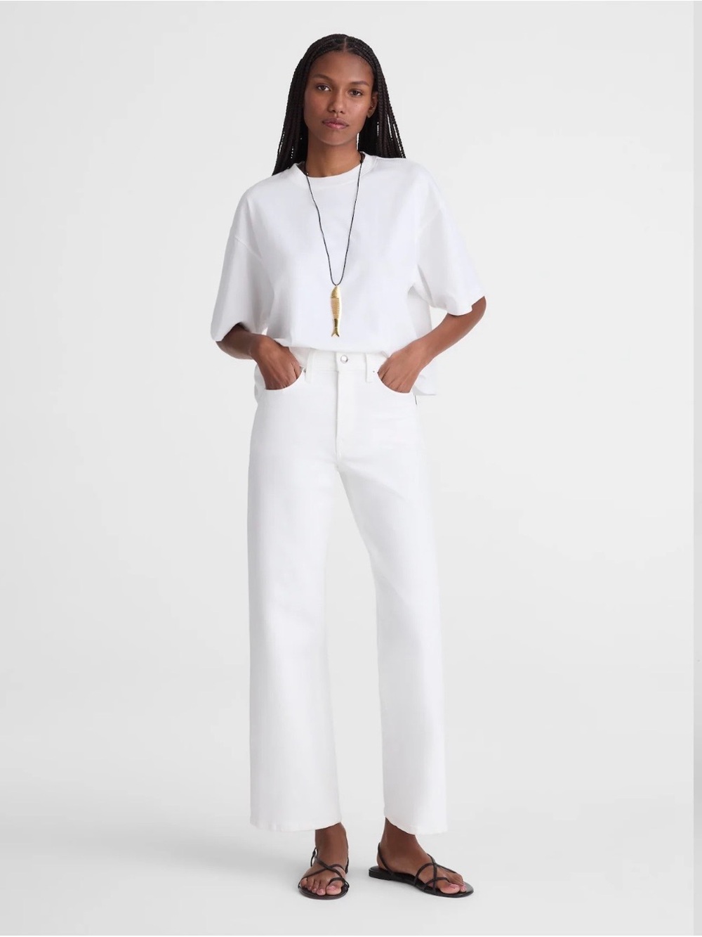 Madewell Wide-Leg Crop Jean Super Stretch Denim in Tile White 32 NWT (read)
